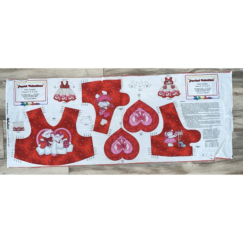 Jelly Bean Junction Purrfect Valentines Girls Jumper Cut Sew Fabric Panel VTG